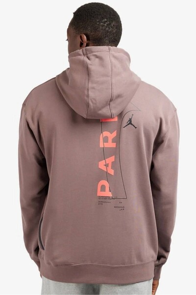 Nike Jordan Psg Fleece Pullover Hoodie Ανδρικό φούτερ με κουκούλα καφέ