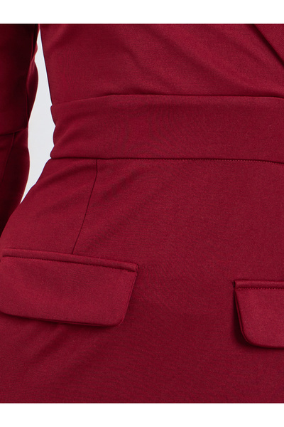 Styli Maroon Mermaid Hem Blazer Midi Dress