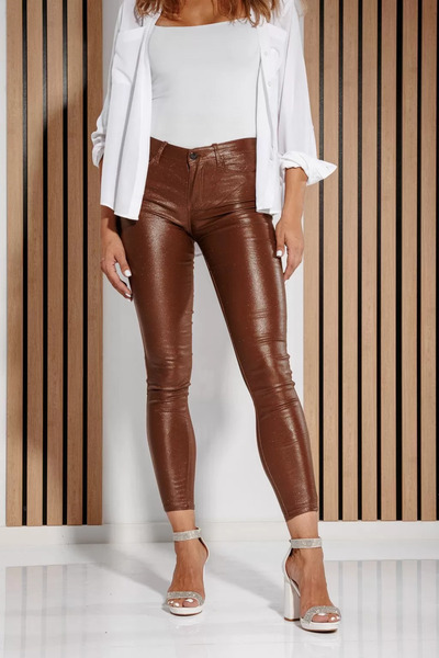 Zaira Women's Fatima Brown Padded Waxed Pants #A664 - XL