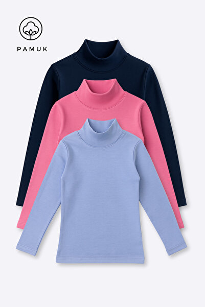 HK HOPKİDS Σετ ελαφρύ μπλουζών για αγόρια και κορίτσια, μισό λαιμό, 3 τεμάχια