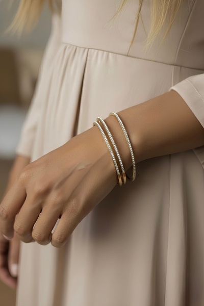 İNN JEWELLERY Çelik Ajda Bilezik 6.5 mm Kararmaz Antialerjik Zirkonyum Figürl...