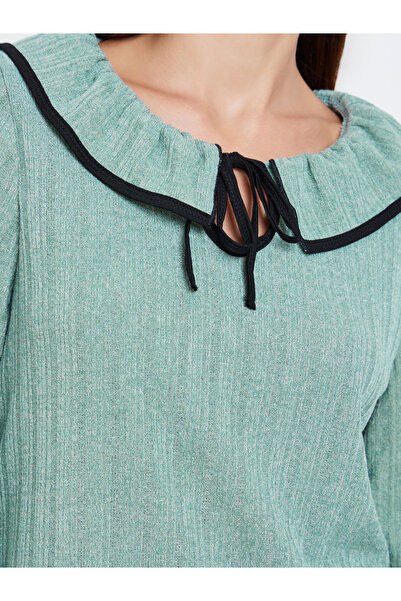 Styli Rib Flounce Tie Detail T-Shirt and Pyjama Set