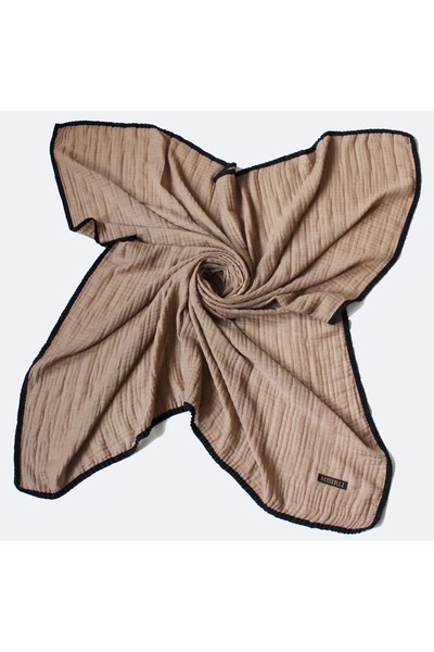 Mısırlı Eşarp 105x105 Μουσελίνα με ρέλι Κασκόλ - Πέτρα, Καραμέλα