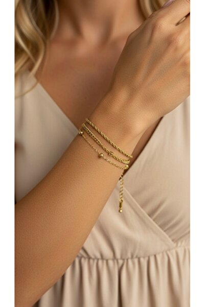 İNN JEWELLERY Steel Bracelet, Non-Tarnish, Anti-Allergic, with Triple Dorica Figure (2 Years Importer Warranty)