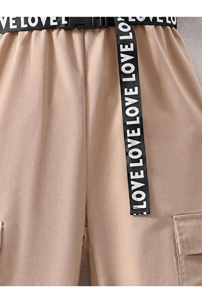 Take Two By Styli Girls Slogan Print Top with Pocket Detail Pants Set