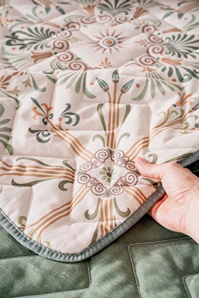Rivaİstanbul Ethnic Palace Double Cotton Quilted Pike & Bedspread