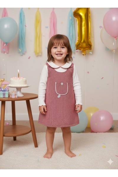 çilek bebe Stoks Toys Baby Girl & Girl's Pötükare Pocketed Gilet Dress