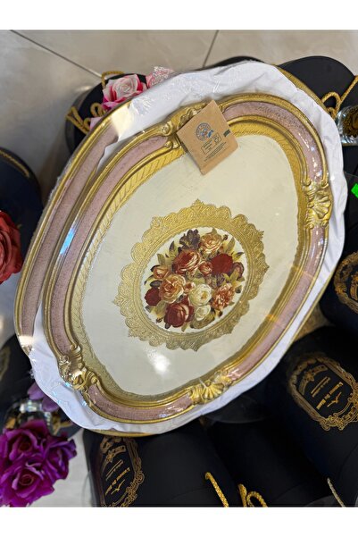 LM ESTERHOMEDECOR 2’li Büyük boy orijinal İtalyan Gül ağacı tepsi 6 ve 8 kişilik