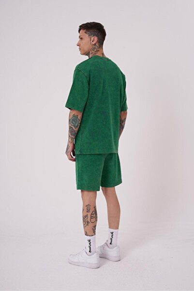 Machinist Men's Basic Washable Relaxed T-Shirt with Oil Green Effect