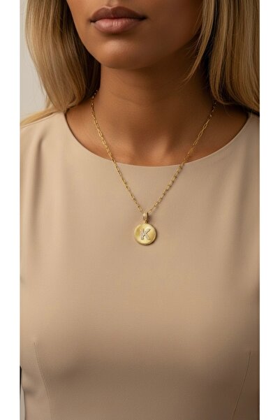 İNN JEWELLERY Steel Necklace (K) Letter Non-Tarnish Anti-Allergic Zirconium (2 Years Importer Warranty)