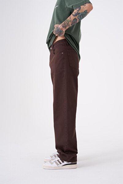 Machinist Dyed Baggy Gabardine Jeans Pants Brown