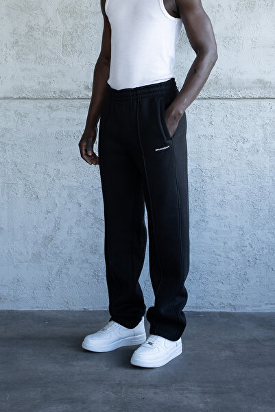 Machinist Men's Stitching Detailed Loose Fit Sweatpants Black
