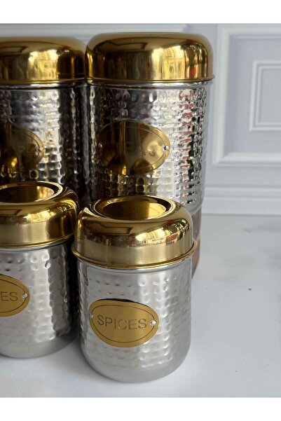 ROSSEV Gold Lid Stainless Steel Seasoning and Storage Container Set of 7