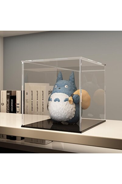 Slasa Clear Acrylic Display Case 15.2×15.2×15.2cm for Collectibles with Black Base