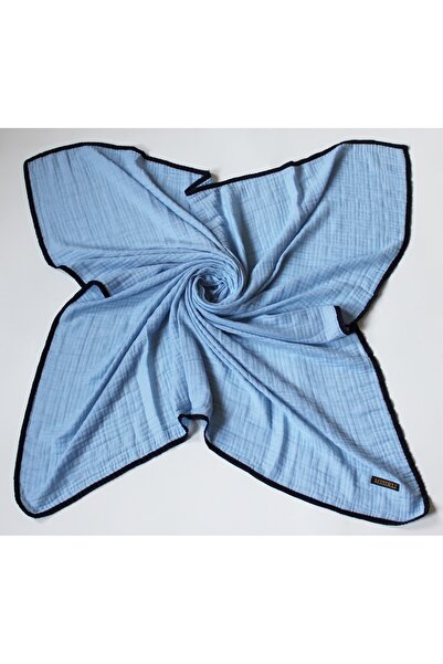 Mısırlı Eşarp 105x105 Muslin cu vipușcă Eșarfă - Baby Blue, Bleumarin