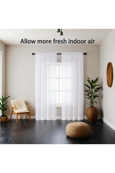 Duomama Sheer White Voile Curtains, 2 Panels, 39" W x 98" L Each