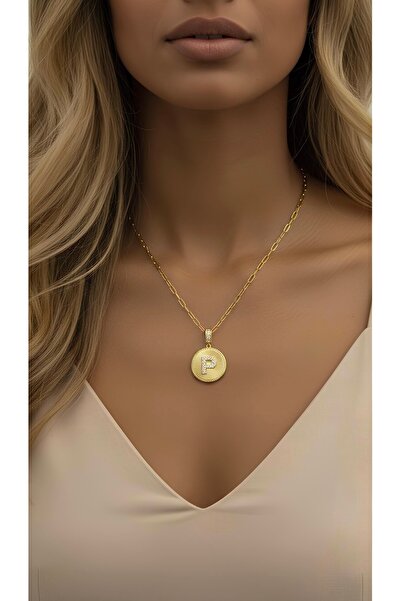 İNN JEWELLERY Steel Necklace (P) Letter Tarnish-Free Antiallergic Zirconium (2 Years Importer Warranty)