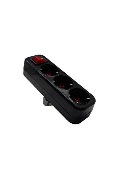 Mutlusan Plus 3lü Topraklı Anahtarlı Fiş-Priz Düz Tip Siyah