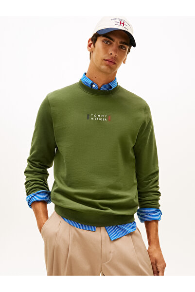 Tommy Hilfiger Men Green Brand Love Crew Neck Sweatshirt