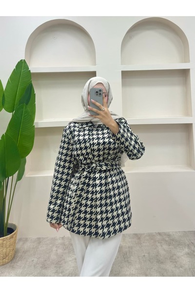 lurex moda Houndstooth Patterned Shirt