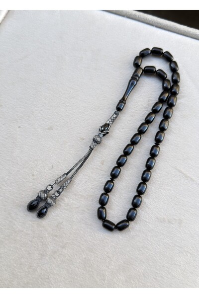 KAZZAZE Rozariu din chihlimbar cu ciucuri argintii dublu-închis, cu ciucuri d...