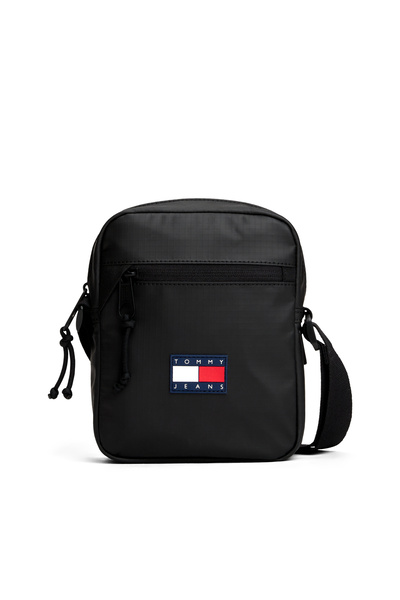 Tommy Hilfiger Men Black Tech Waterproof Ripstop Crossbody Reporter Bag