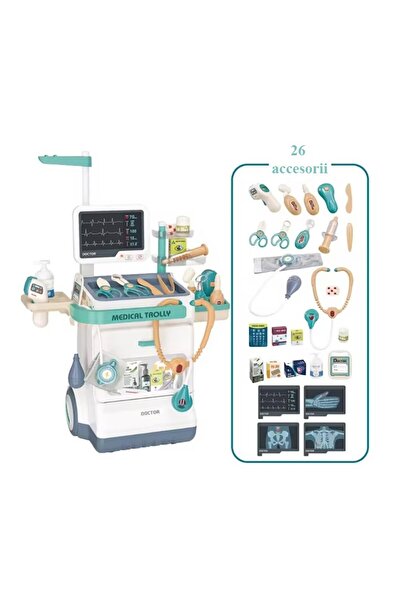 PROCART Stație medicală pentru copii, 26 de accesorii, sunete și lumini, stetoscop, radiografii, seringă