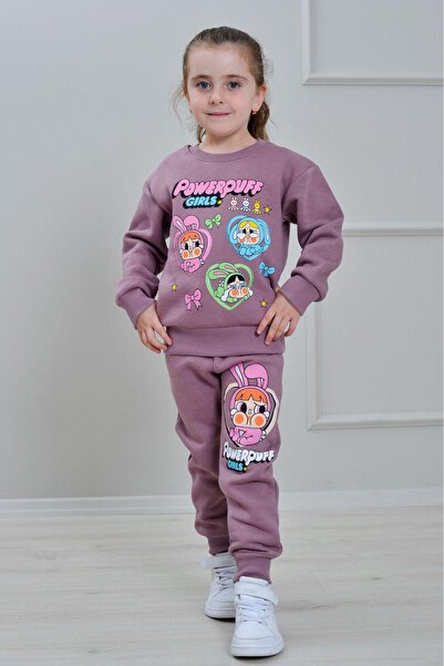 LİLLYPİCCA 3 İp Ş Fleece-Lined Set Patterned Sweatshirt and Elastic Leg Trousers
