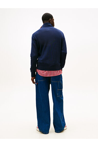 Tommy Hilfiger Men Navy Tommy Flag Quarter-Zip Slim Jumper