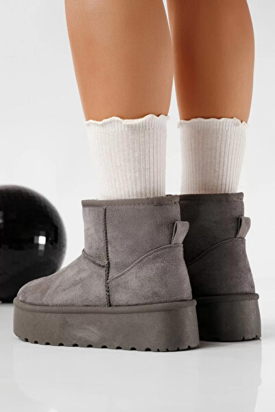 Zaira Women's short fur-lined Ug-type boots in gray eco-suede leather Ariana #22752 - 40