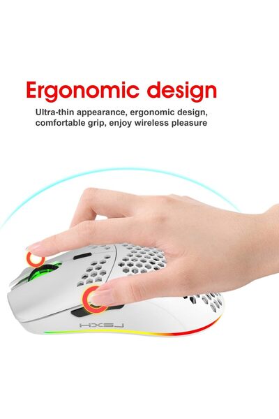 HXSJ Wireless Gaming Keyboard 2000mAh Backlit Mini 61 Key With Bluetooth(WHITE)