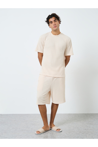 Styli Men Relaxed Fit Knit T-Shirt and Shorts Set