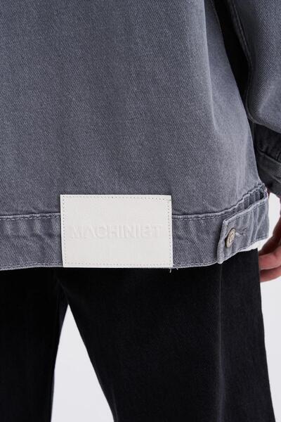 Machinist Men's Oversized Pocket Washable Denim Jacket Gray