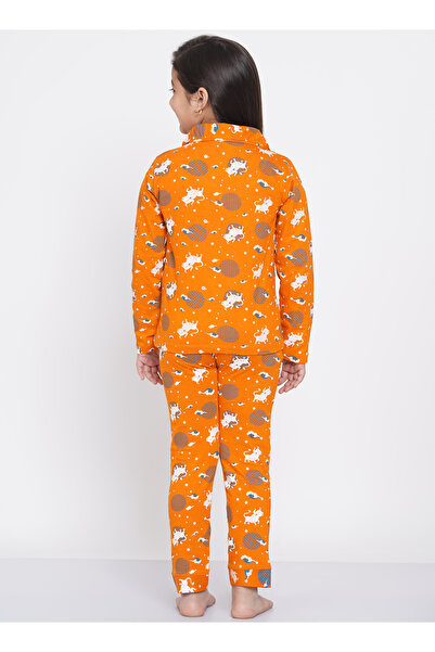 LAUREN SMITH Girl's Pajama Set Long Sleeve Buttoned Top with pants 2 Piece Printed Sleepwear Cotton Pjs Set