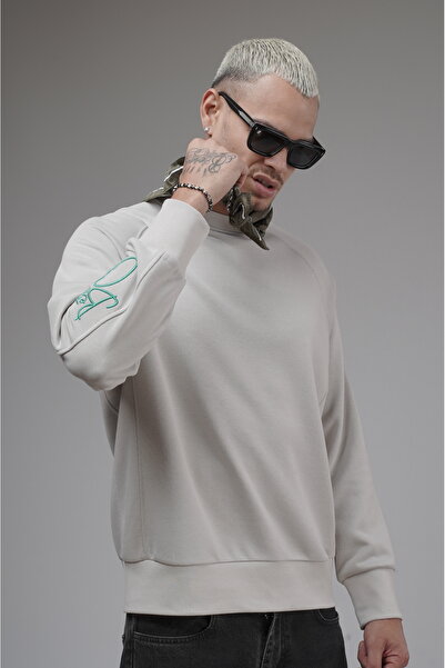 Butik Trend Biz Oversized Pattern Crew Neck Sweatshirt