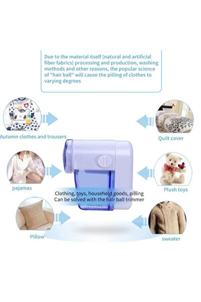 OEM Compact and efficient lint remover, 2 AA batteries included. White with blue.