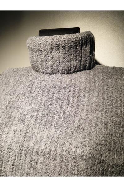 OEM Women's thick wool collar, gray, cut out on the sides, warm, universal size