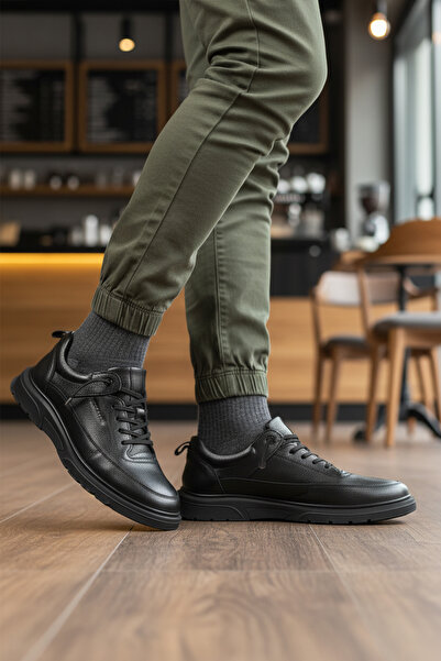 Bulldozer Black Floter Genuine Leather Massage Effect Men's Casual Shoes 260044 m