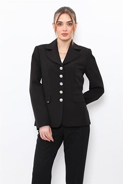 ÖNDER ÖZSOY Bebe Yaka Klasik Ceket-Siyah