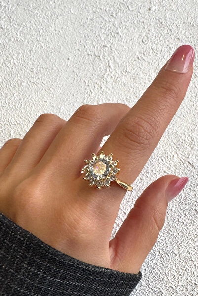 Leo'Stone خاتم نسائي من الفولاذ قابل للتعديل بتصميم حجر واحد من سلسلة دوقة الزركون الخاصة