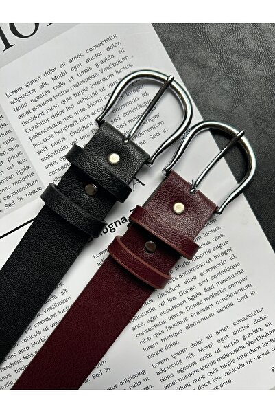 LİA KEMER 2-Pack Leave Classic Patterned Women's Silver Buckle Belt Coat Belt Dress Belt Trouser Belt