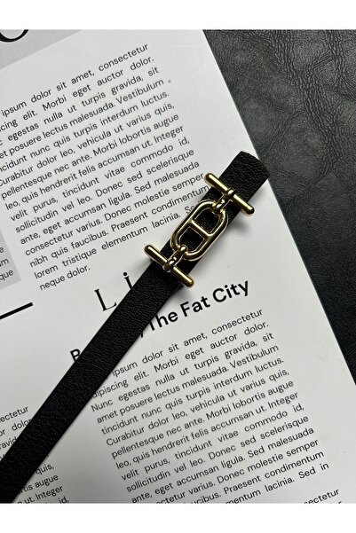 LİA KEMER 2-Pack Hype Patterned Women's Gold Buckle Belt Jacket Belt Dress Belt Trouser Belt