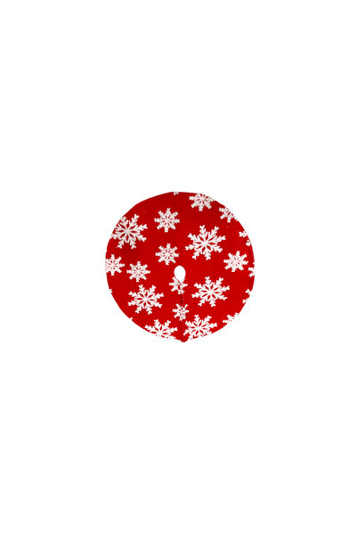 OEM Red and white Christmas tree skirt with white snowflakes, 90 cm