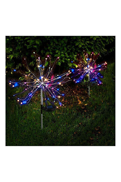 Deliny Set de 2 lămpi solare cu artificii și suport metalic, 100 LED-uri
