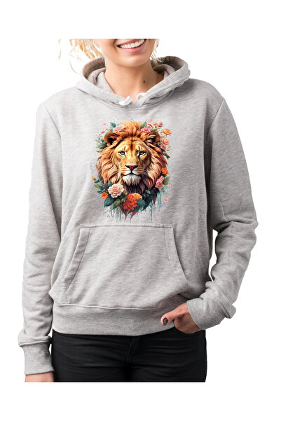 Gadali Hanorac supradimensionat pentru femei, cu imprimeu cu flori de leu, cu...