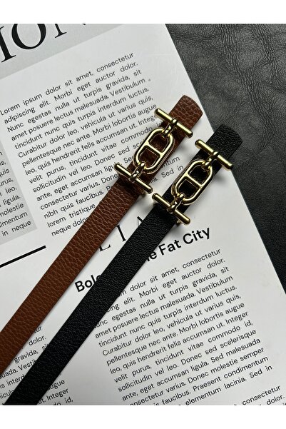 LİA KEMER Pachet de 2 curele cu model Hype pentru femei, cu cataramă aurie, c...