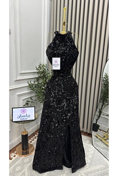 Bailsan فستان أسود سهرة طويل