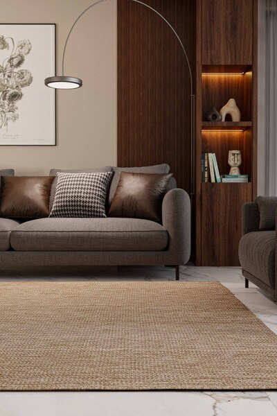 Oriente Home Velora Açık Kahve Hasır Dokuma Kaymaz Taban Sisal Kilim Yıkanabilir Mutfak Halısı 8750