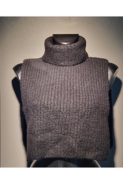 OEM Women's thick wool collar, black, cut out on the sides, warm, universal size