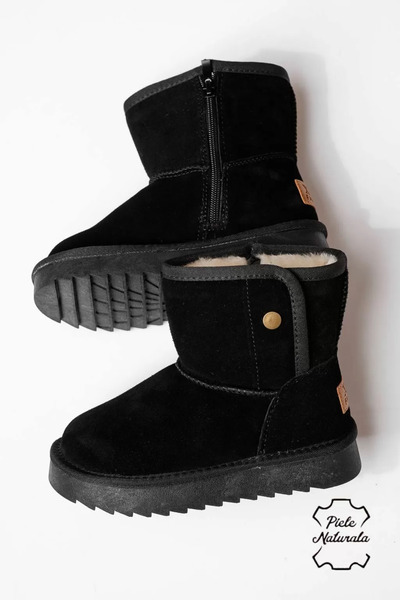 Zaira Ghete fete îmblanite negre din piele naturala intoarsa Alis #23008 - 32